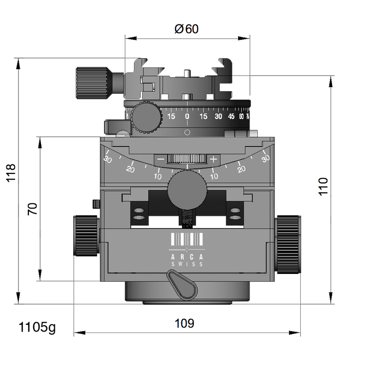 C1 Cube gp (geared with geared panning) tripod head ARCASWISS USA
