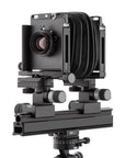 Photo of ARCA-SWISS F-Metric 6x9 View Camera with quartering view, featuring base tilt and Micro-Orbix tilt. SKU: 013169