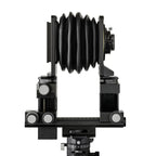 ARCA-SWISS M-Two Medium format View Camera with side view, featuring a modular and expandable system, triaxial yaw-free movements and ARCA-SWISS Micro-Orbix® tilt. From ARCA-SWISS USA. SKU: 0143692-OC