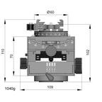 Illustration of ARCA-SWISS C1 Cube gp geared tripod head with flipLock® quick release dimensions, with specifications for height, width, and weight. Featuring micro-metric geared panning or manual free panning. From ARCA-SWISS USA.  SKU: 8501000.1