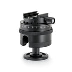 Photo of ARCA-SWISS monoball® p1+ tripod head with quartering view, featuring a larger aspheric ball, inverted monoball® design, friction + control lock and top panning. From ARCA-SWISS USA.  SKU: 801207