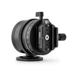 Photo of ARCA-SWISS monoball® p1+ clicPan® tripod head with tilt, quartering view, featuring low profile variable interval rotator, patented aspheric monoball®, three locking mechanisms, 90° tilt and 360° top panning. From ARCA-SWISS USA.  SKU: 801157